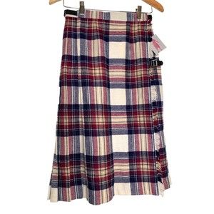 James Dalgliesh Vintage Scottish Tartan Plaid Wool Skirt US 10 Wrap Pleated NWT